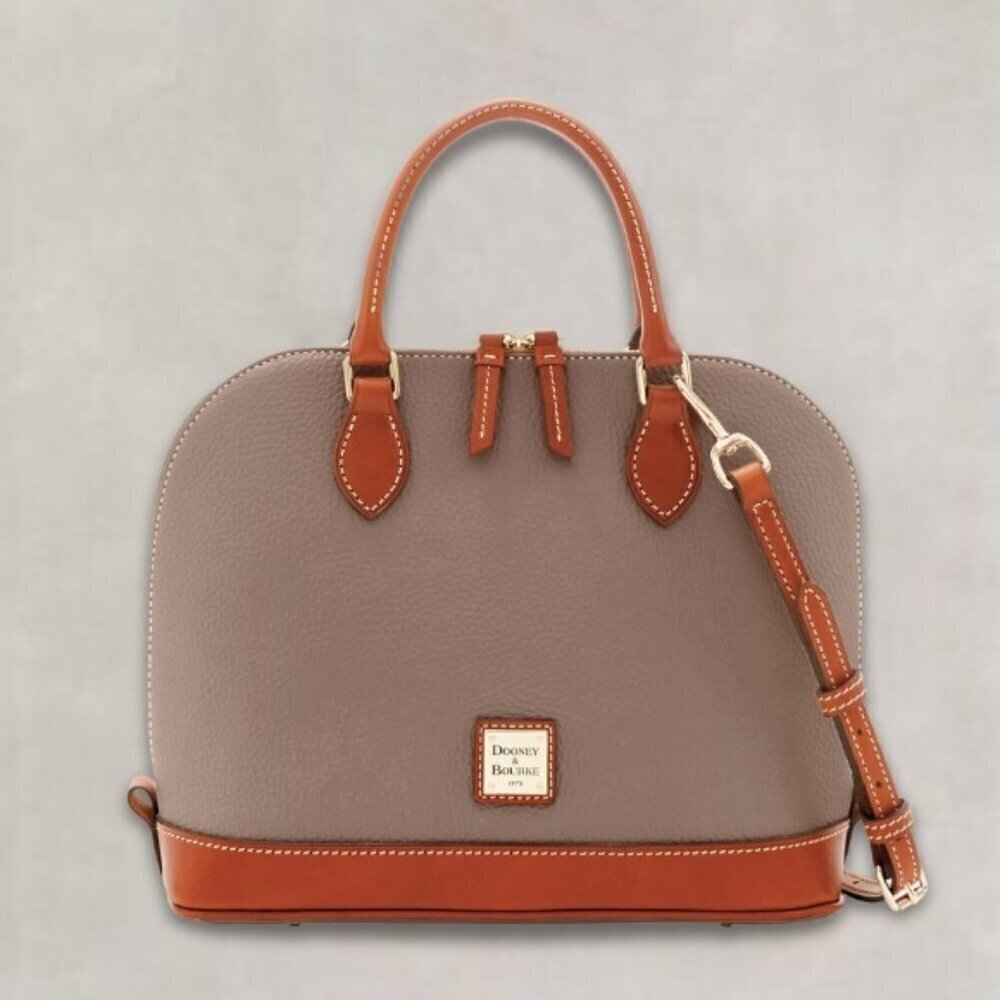 Dooney & Bourke Satchel Bag Zip Zip Dome Crossbody Pebble Grain Leather Oyster - Picture 13 of 15